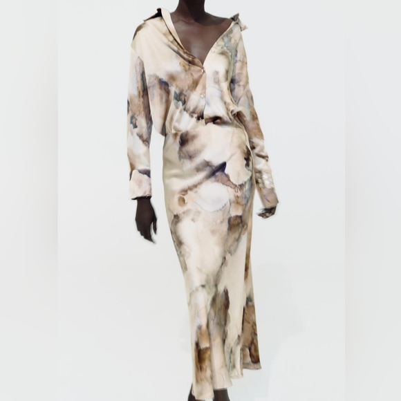 ZARA SATIN TIE-DYE SKIRT - Picture 3 of 7